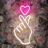 Finger Heart Neon Sign